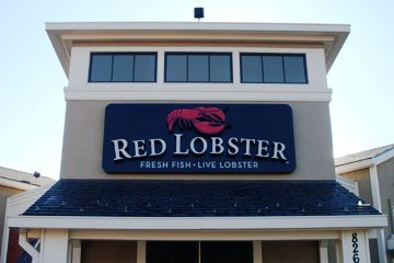 red lobster outdoor sign installation