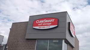 Cubesmart Self Storage Illuminated pan canister outdoor sign