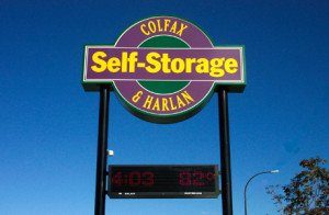 Self Storage Illuminated Pole Outdoor Sign with LED Time/Temperature