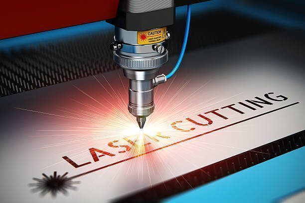 Laser cutting metal industry concept: