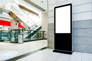 Digital kiosk in shopping mall.