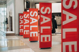 Holiday Sale Signage inside a store