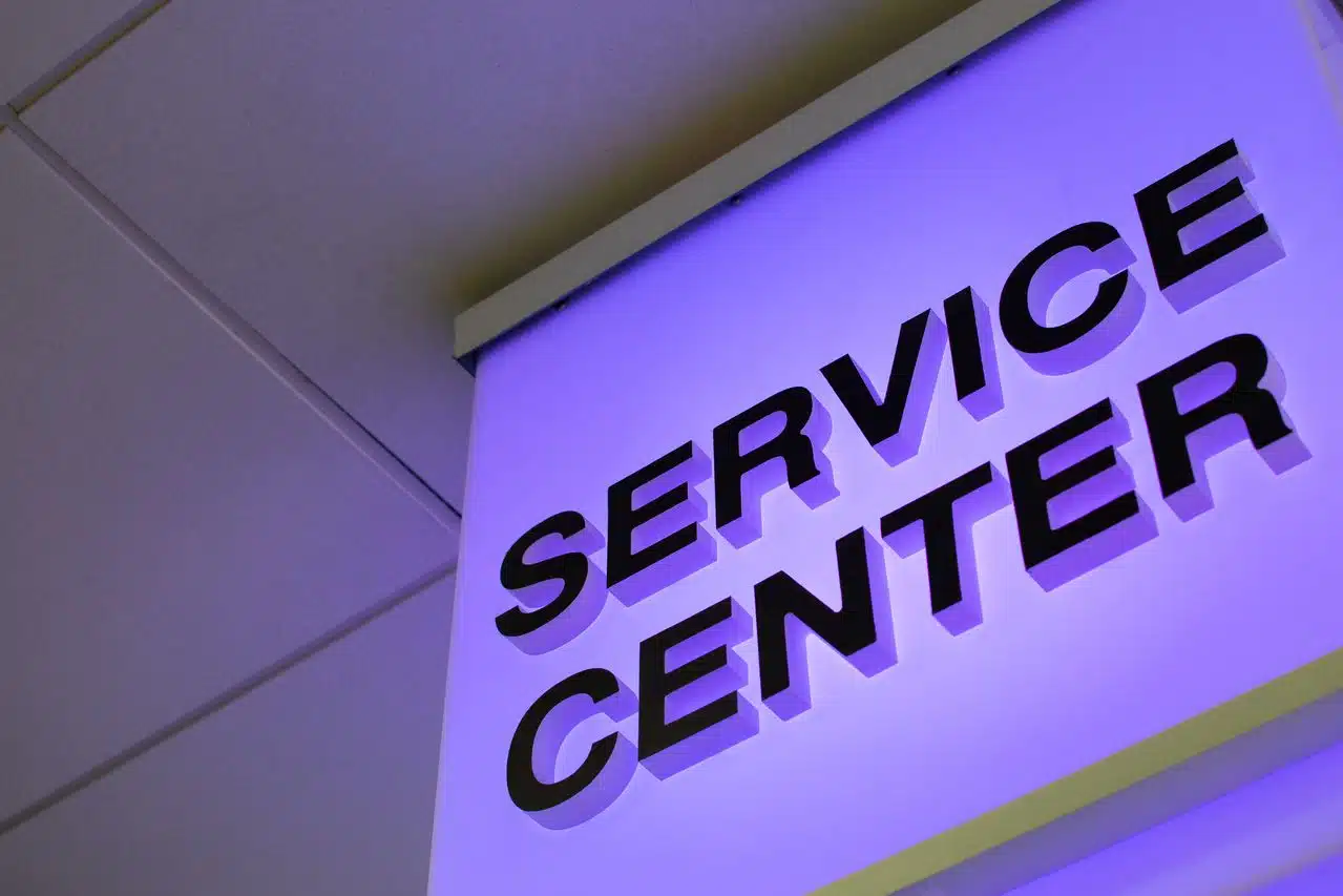 Custom lighted business sign with dimensional lettering manufactured for professional corporate visibility.